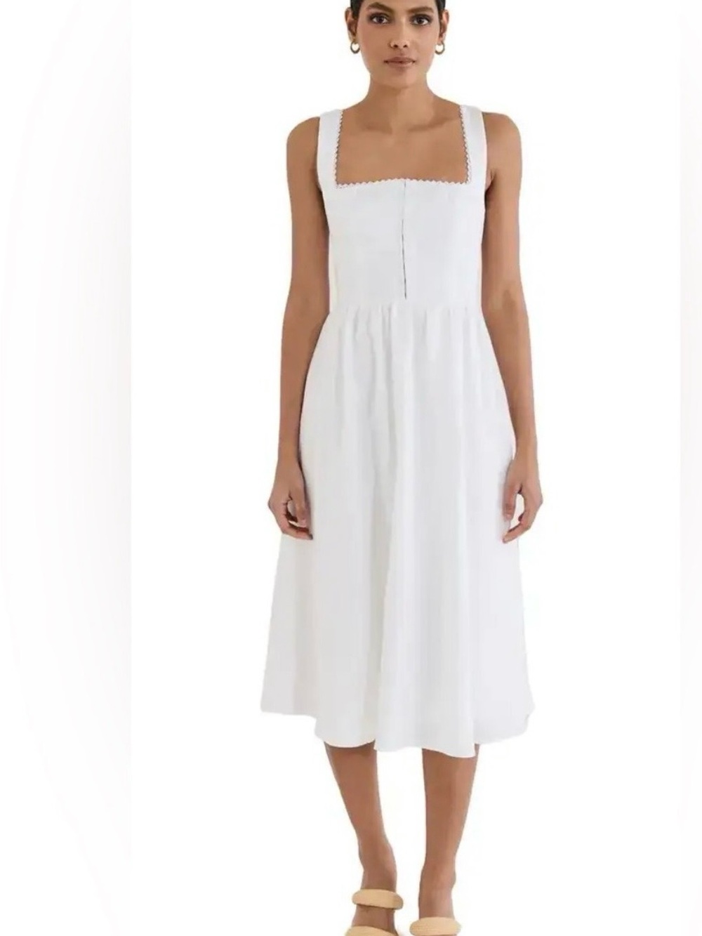 Reformation Tagliatelle White Off-the-Shoulder Linen Midi Dress - Picture 7 of 11